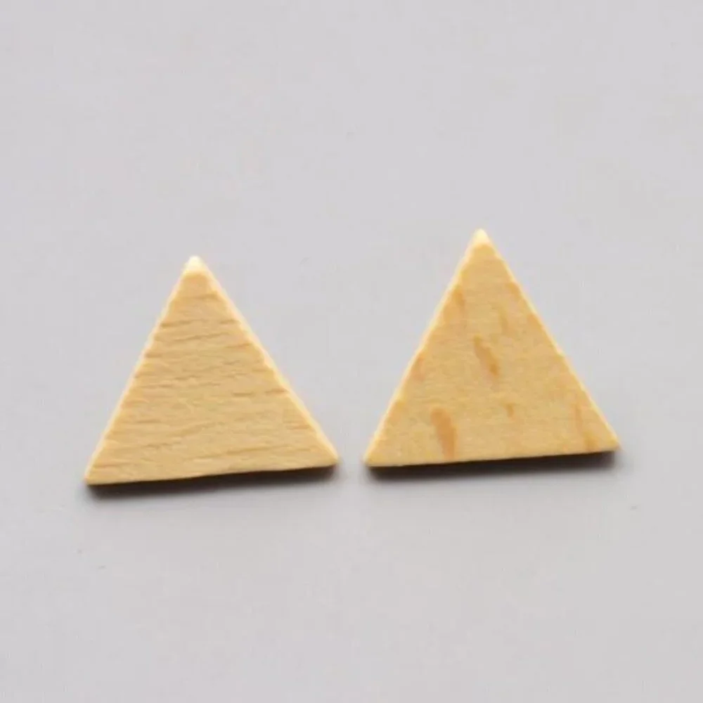 Jewelry earrings stud studs wood wooden triangle triangular minimalist fashion